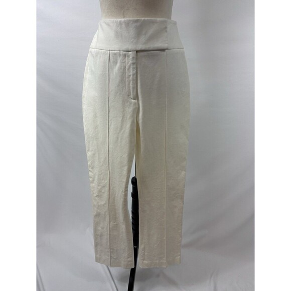 Veronica Beard Jupiter Kick Flare Pants White 8 Wide Waist Band Pin Tucks - Picture 10 of 11